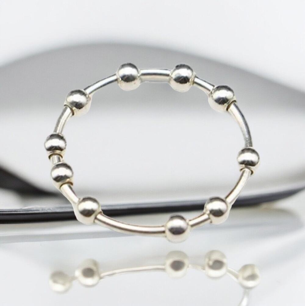 NEW sterling silver anxiety fidget spinning ring jewelry size 8 B21